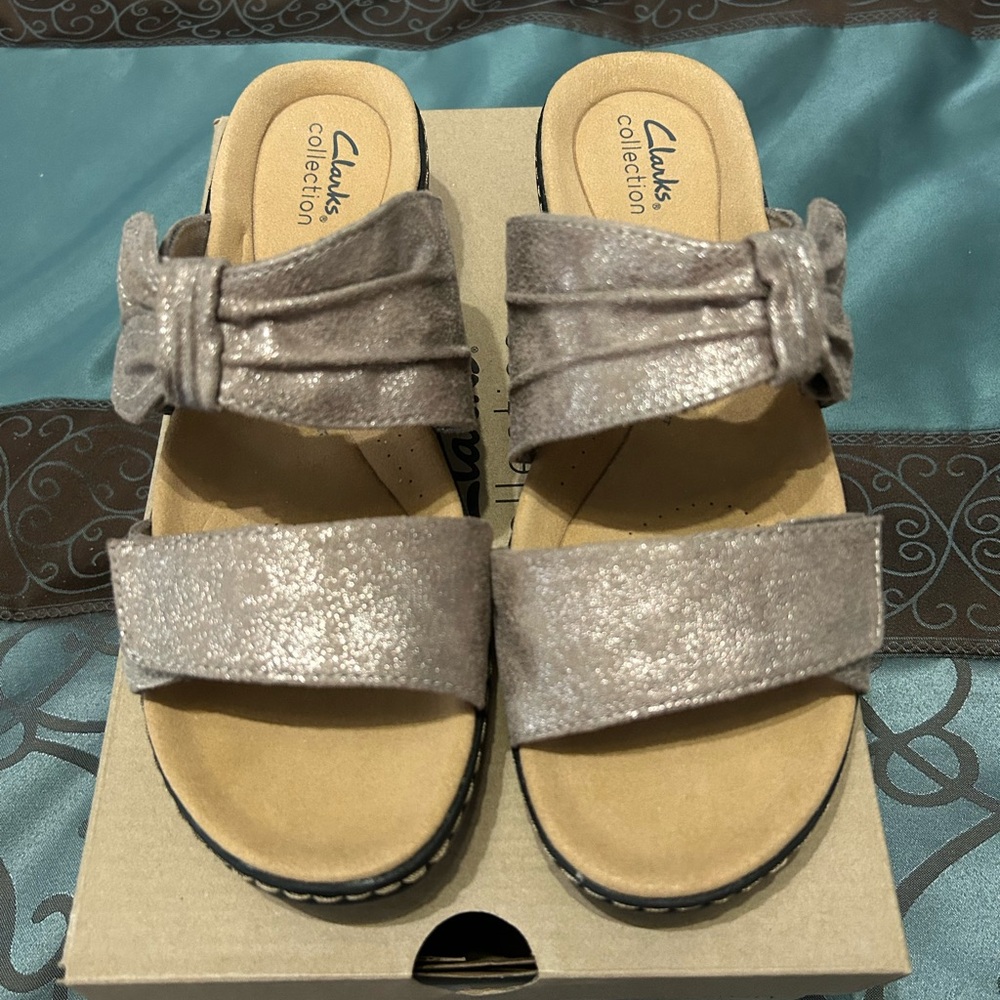Clarks Metallic Taupe Sandals